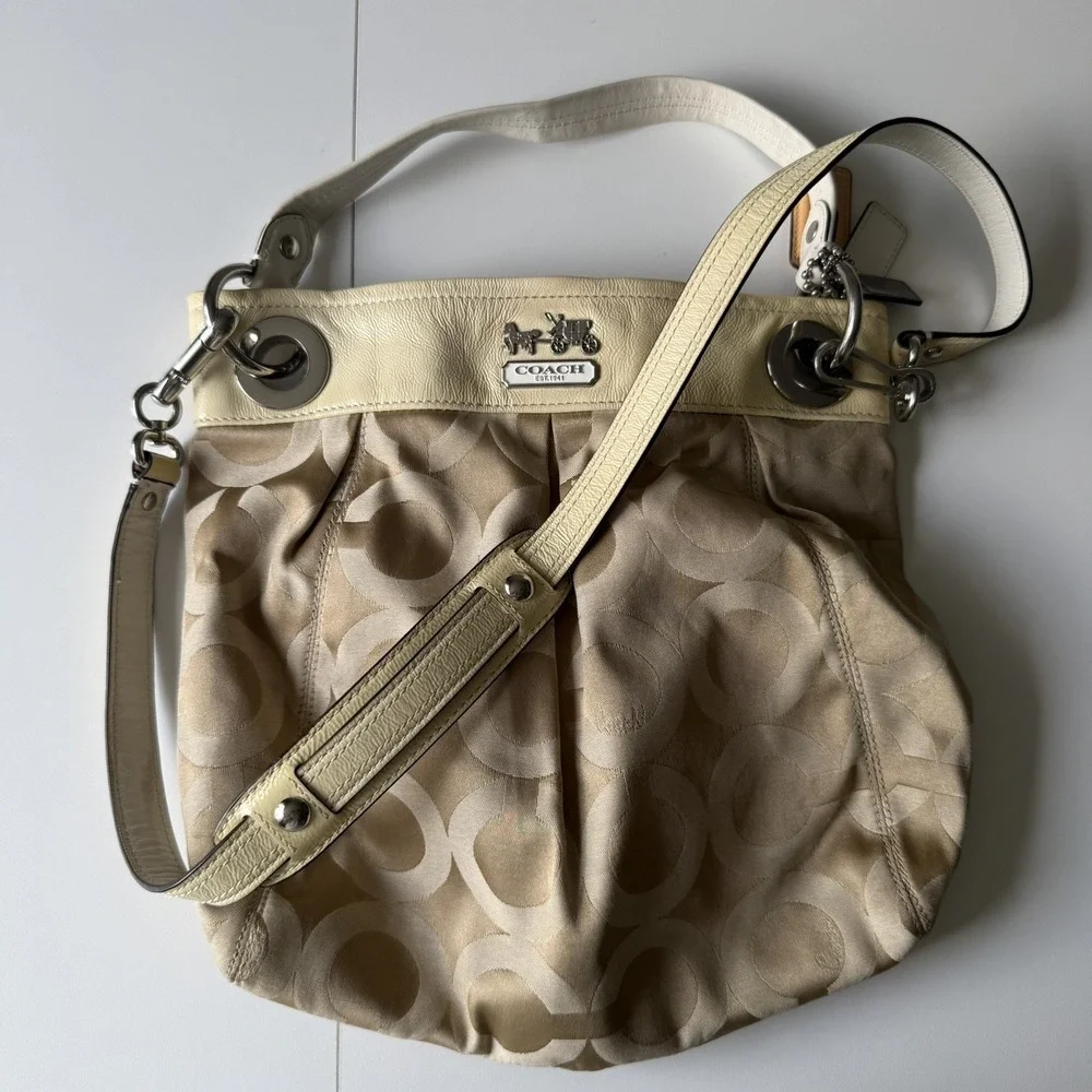 Vintage Signature Madison Coach Bag Authentic #A1069-14579 Beige Good Condition
